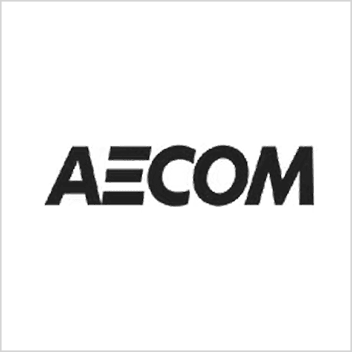 Aecom logo on a white background with the text "Aecom" in black