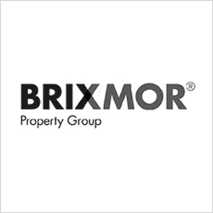 Logo of the Brixmor Property Group, which is written in black on a white background