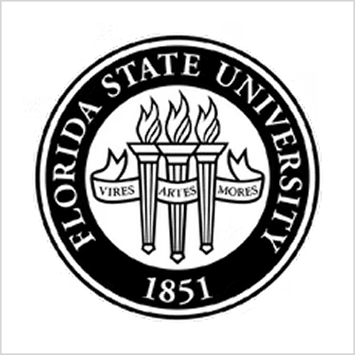 Florida State University logo, which consists of a black and white shield